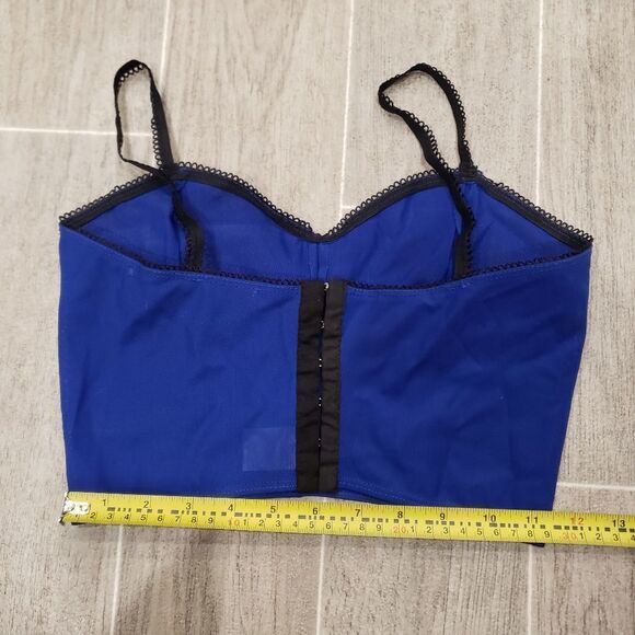 Reformation Blue & Black Mesh Crop Top - Picture 12 of 12